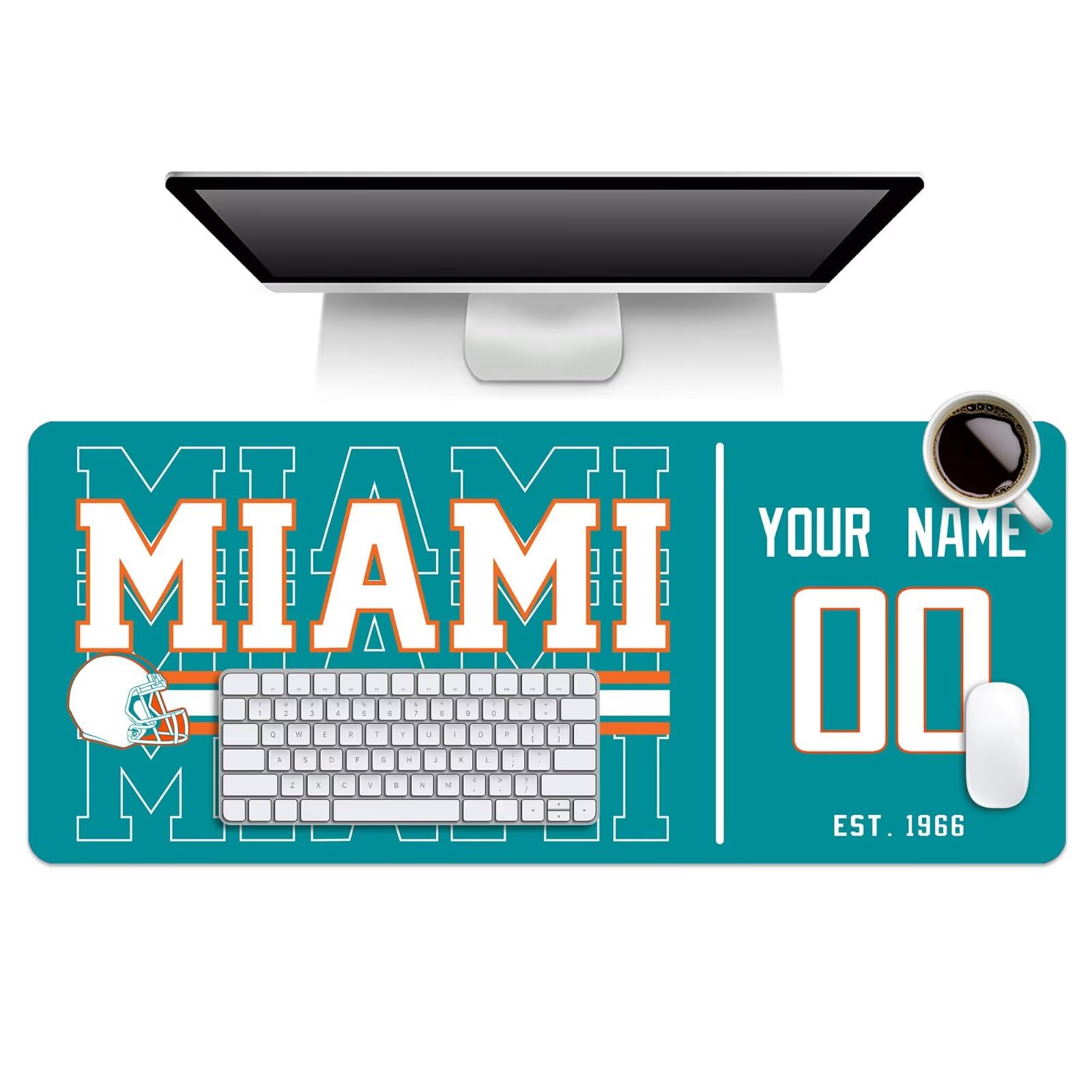 ANTKING Miami Mouse Pad Custom Name and Number Desk Pad for Men Women Youth Gifts