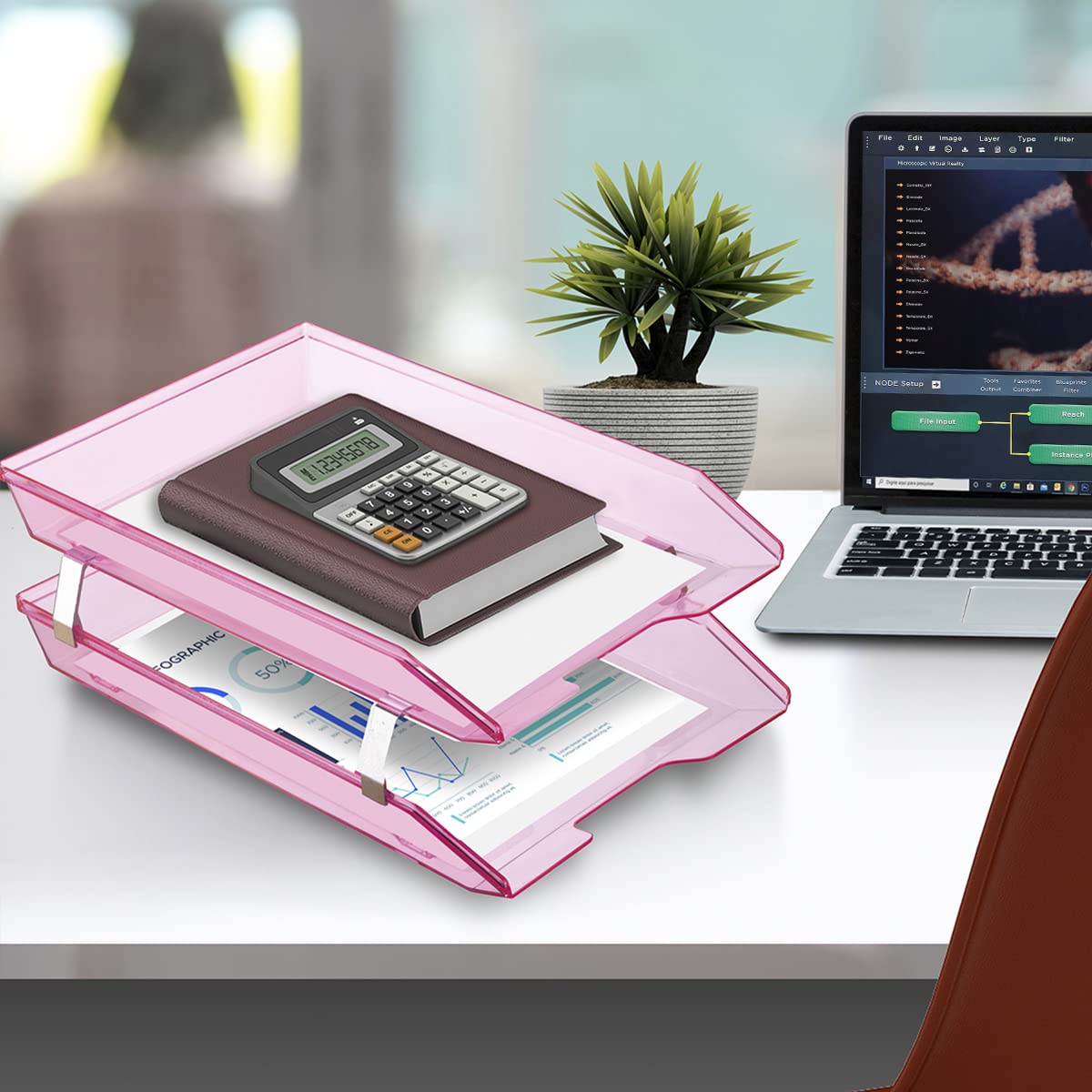 Acrimet Facility 2 Tier Letter Tray, Front Load, Letter Size/A4, Desktop File Organizer, Plastic