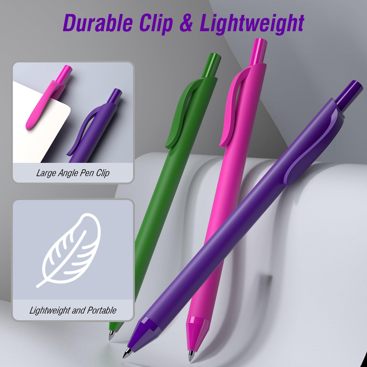 InkSlick Purple Pens Bulk 50 Pack 1.0mm Ballpoint Pen for Smooth Writing