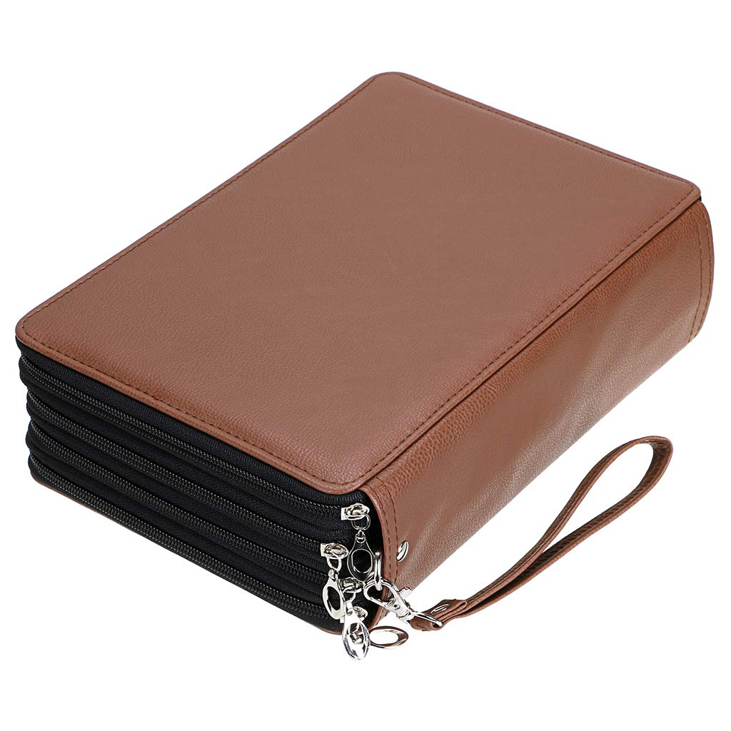 BTSKY 200 Slots Colored Pencil Organizer - Deluxe PU Leather Pencil Case