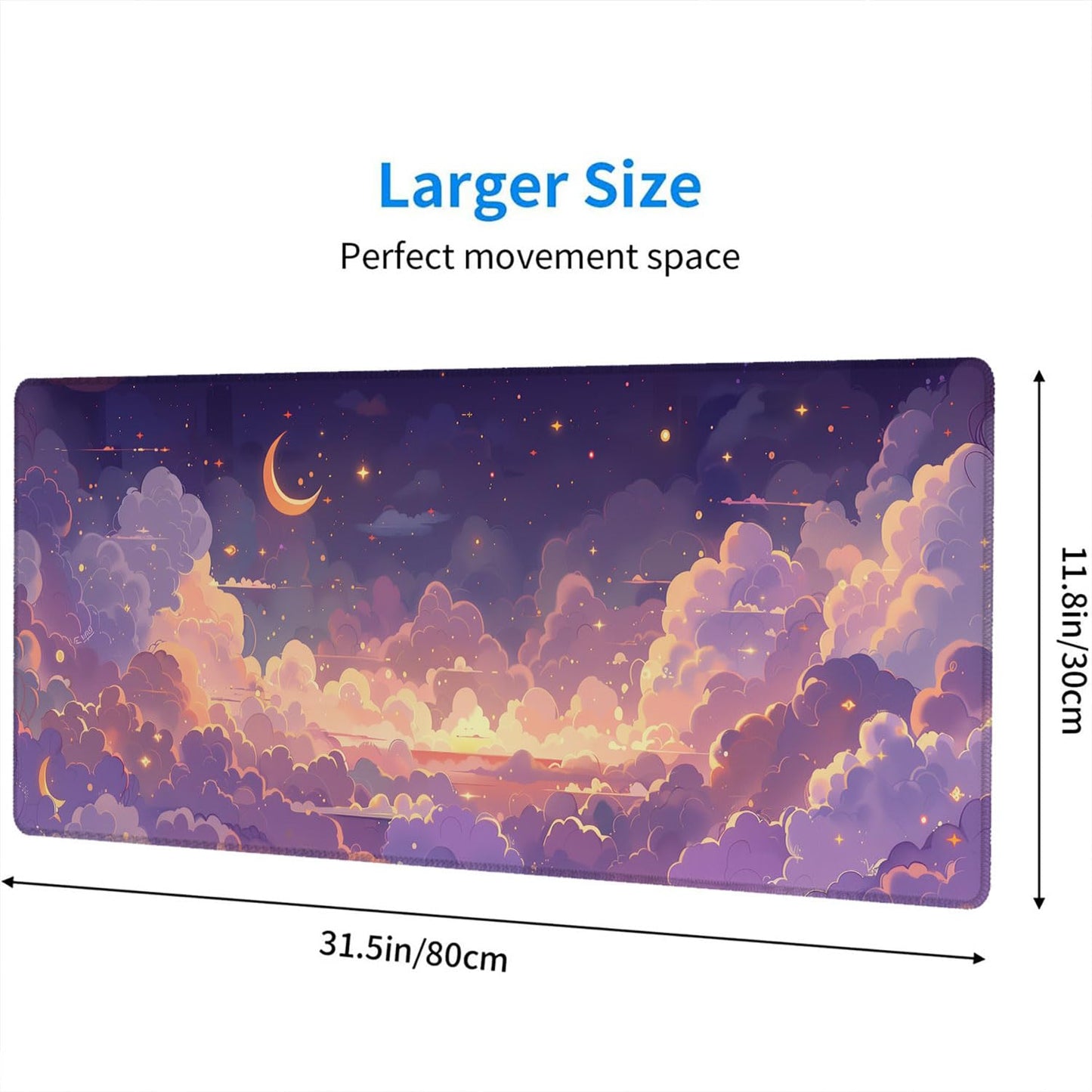 Cute Gaming Mouse Pad Desk Pad Kawaii Pink Purple Gold Clouds Mousepad XL Large Gaming Mouse Pad