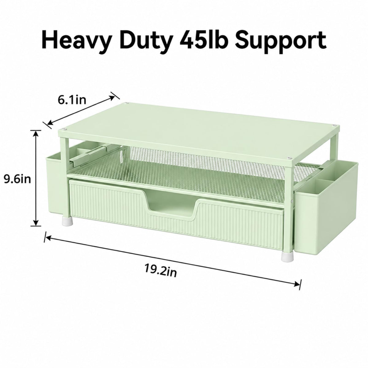 ECOLOVI Desk Organizer and Accessories, 2-Tier Computer Monitor Stand Rise with Storage Drawer & 2
