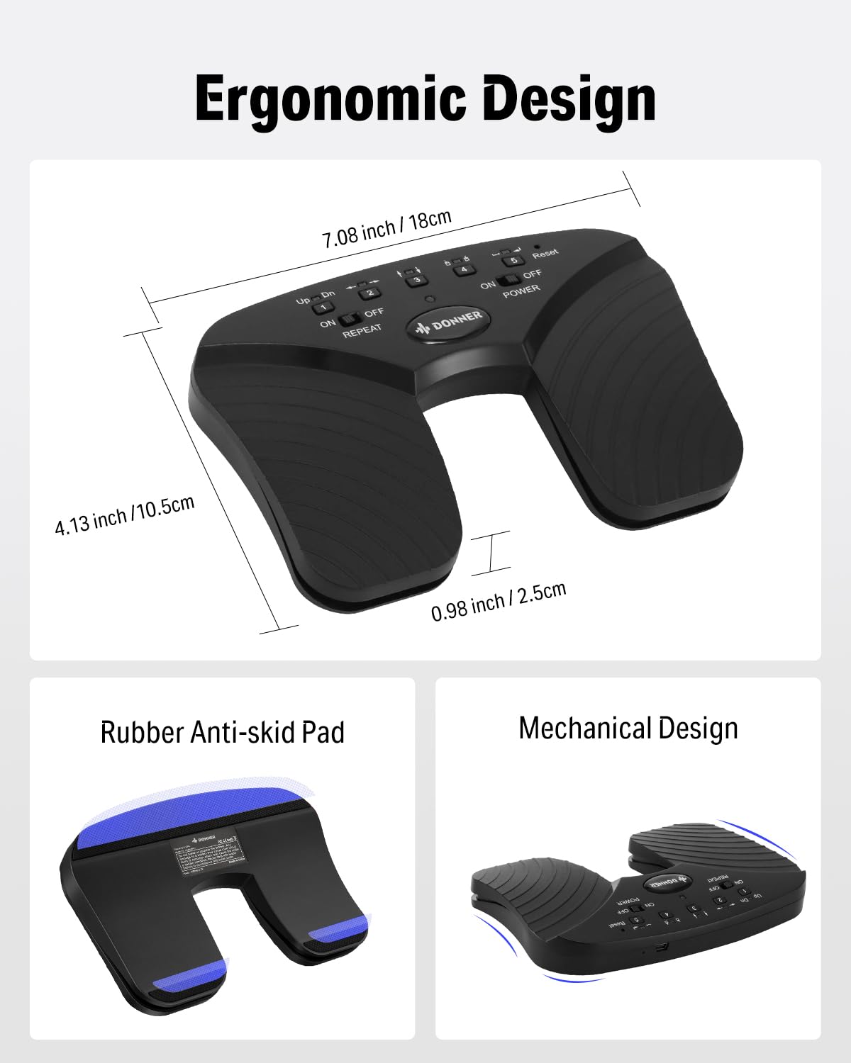 Donner Wireless Page Turner Pedal, Rechargeable Music Page Turner foot pedal for Tablets Phone