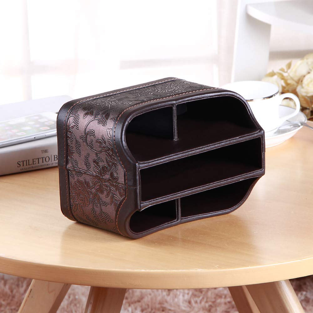 PU Leather 360° Rotatable Remote Control Holder,Nightstand TV Remote Caddy