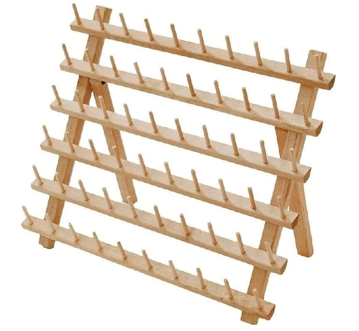 Threadnanny 60 Spools Thread Rack - Premium Birchwood Thread Storage Organizer Stand for Sewing