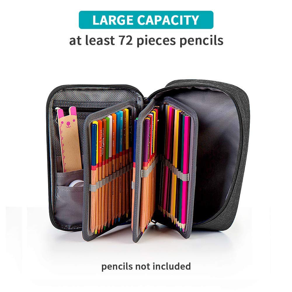 Number-one Large Capacity Pencil Case, 72 Slots Colored Pencil Pouch Bag Portable Pencil Holder