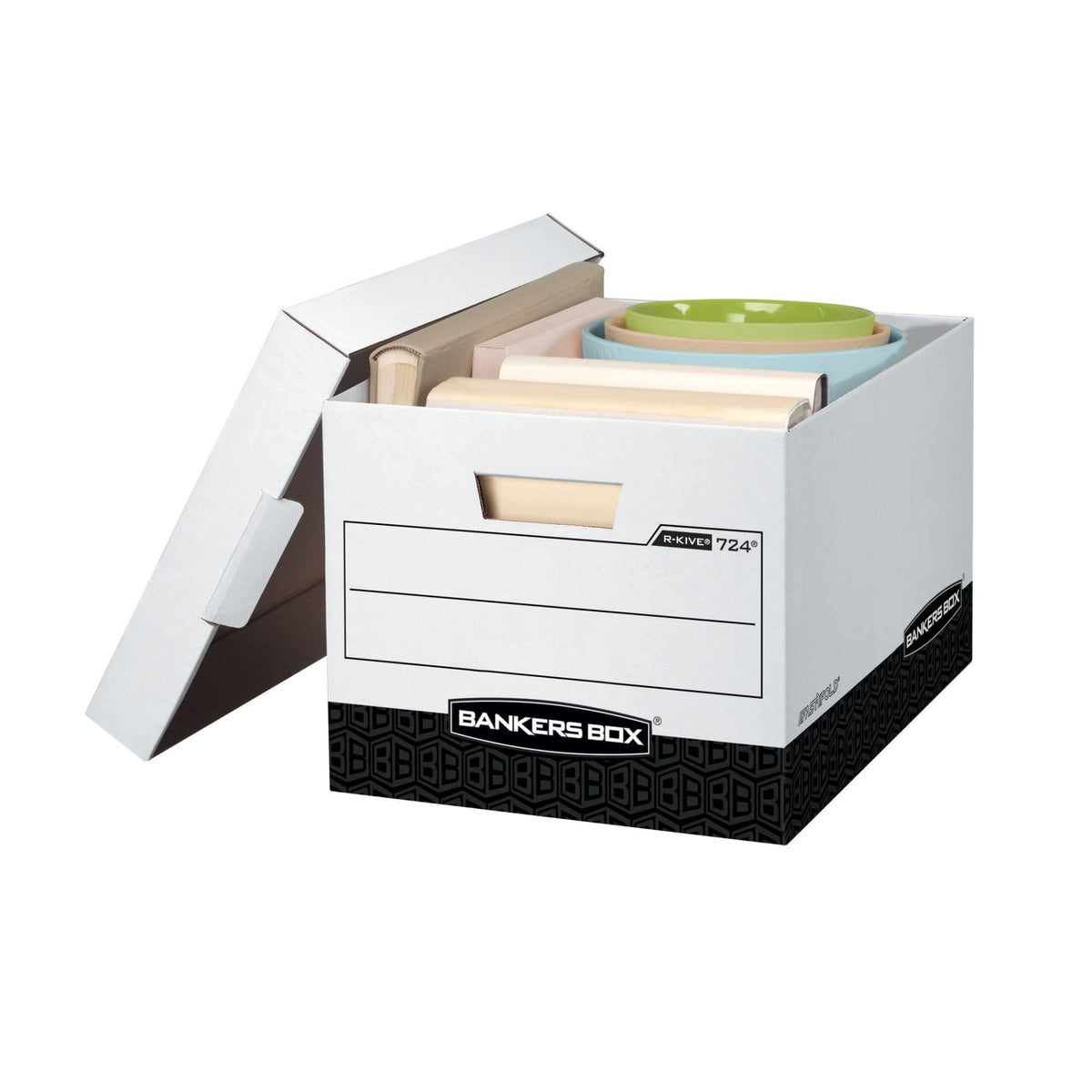 Bankers Box 12-Pack R-Kive Heavy Duty File Storage Boxes with Lids, FastFold Assembly
