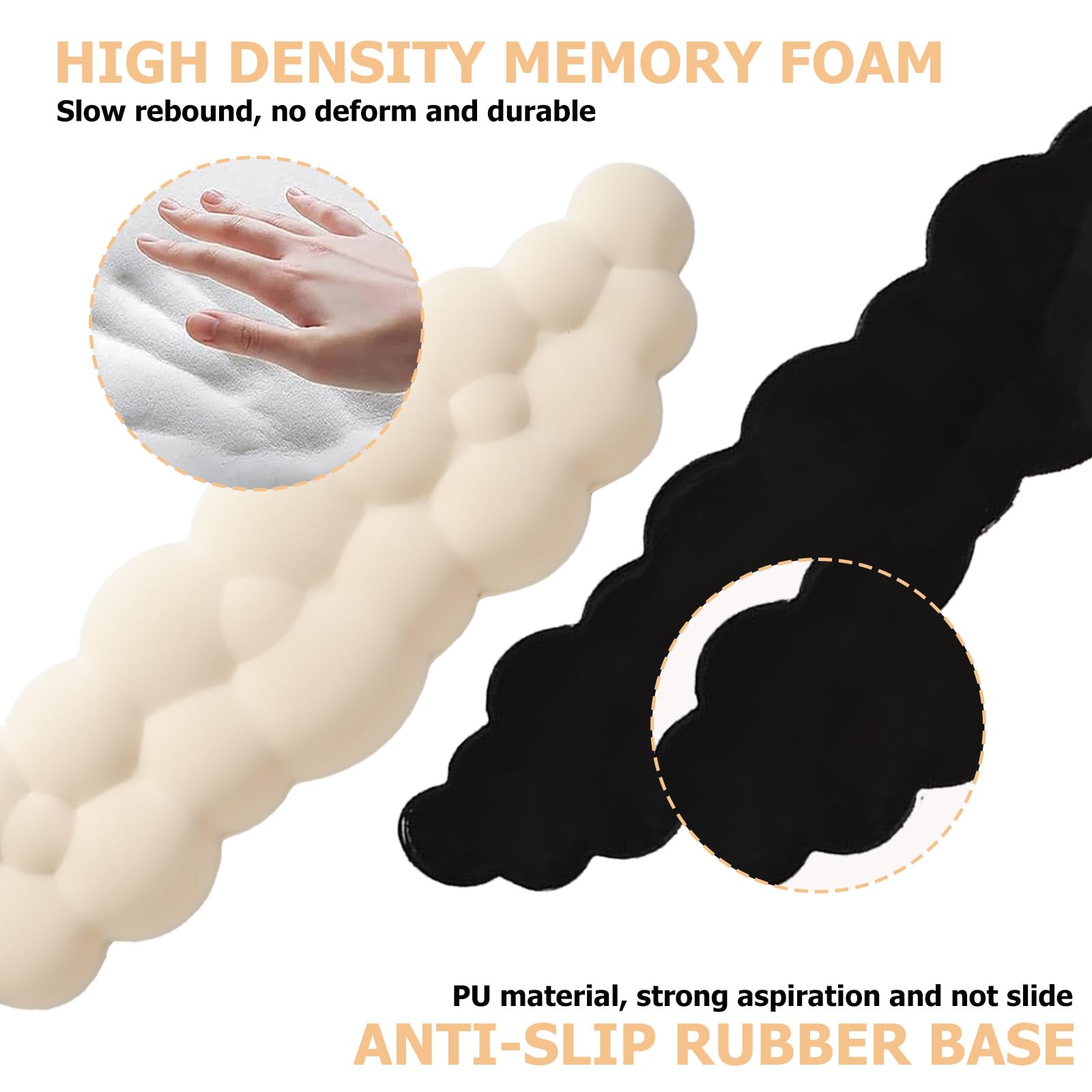 Cloud Wrist Rest Keyboard, Ergonomic Keyboard Wrist Rest Pad Set, Beige