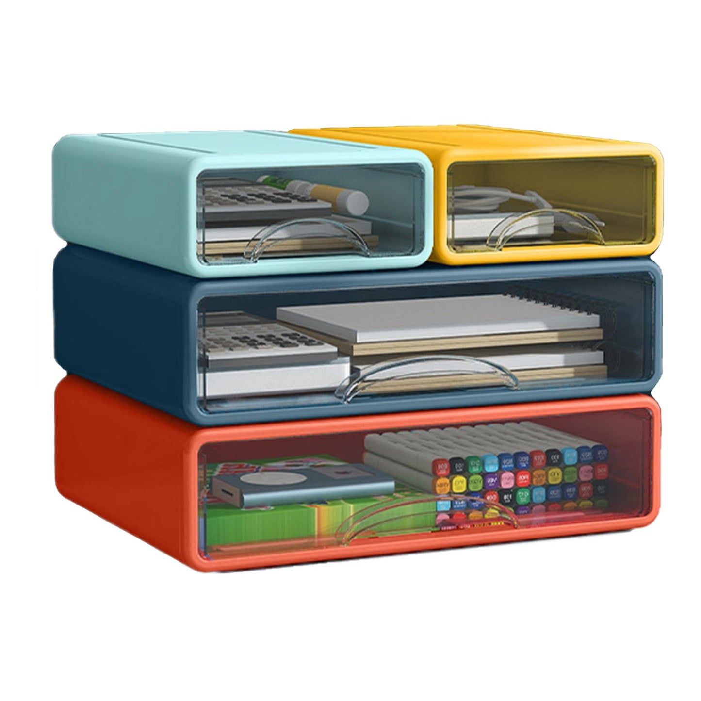 Desk Organizer with Drawers, Stackable Storage Drawers with Compartments Desktop Organization for
