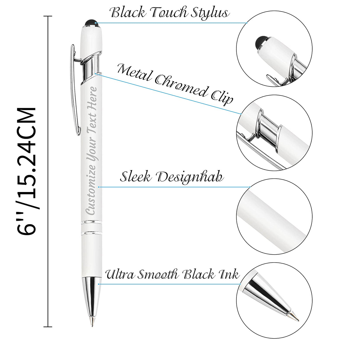 YanNanKe 24 PCS Custom Pens Personalized Bulk, Customized Engraving Ballpoint Pens with Stylus Name