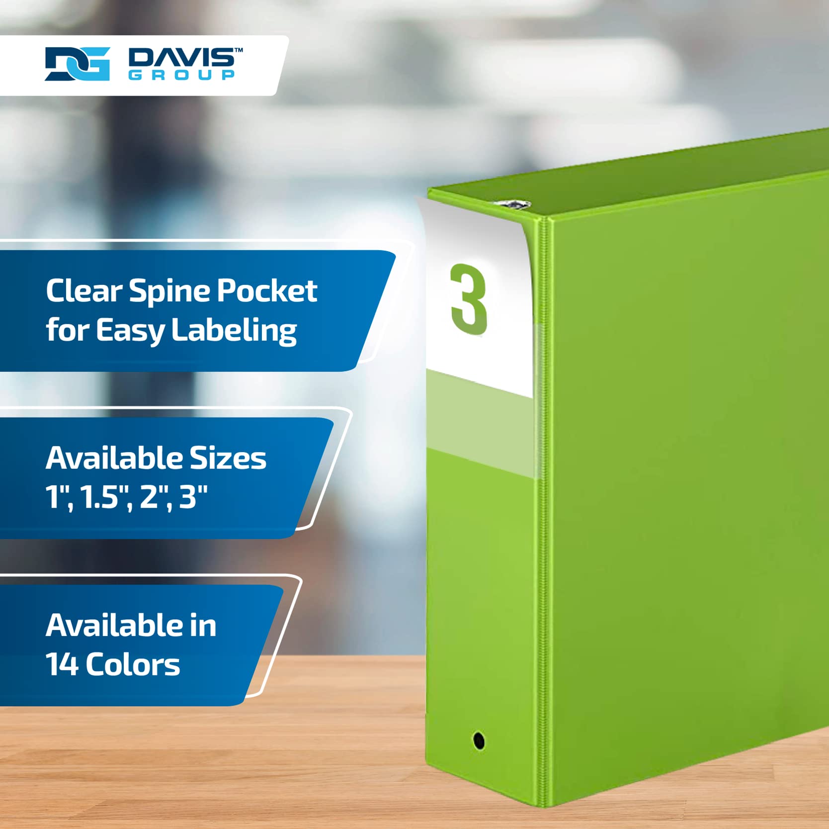 Premium Economy 3-Ring Binder, Spine Label, 3" Round Rings, Lime Green, 6Pk