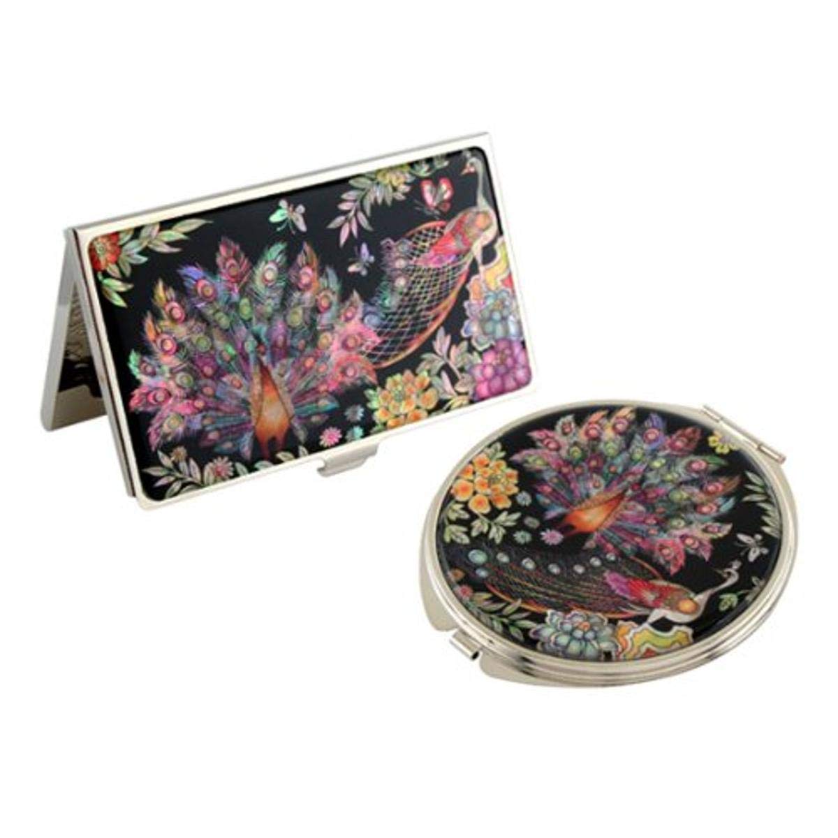 Mother of Pearl Design RFID Blocking Protection Business Card Case, Credit Card Holder, Metal Name