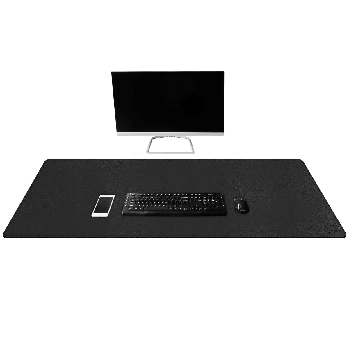 Mydours 43.3" x 15.7" XL Large Desk Mat PU Leather Gaming Mouse Pad, Black