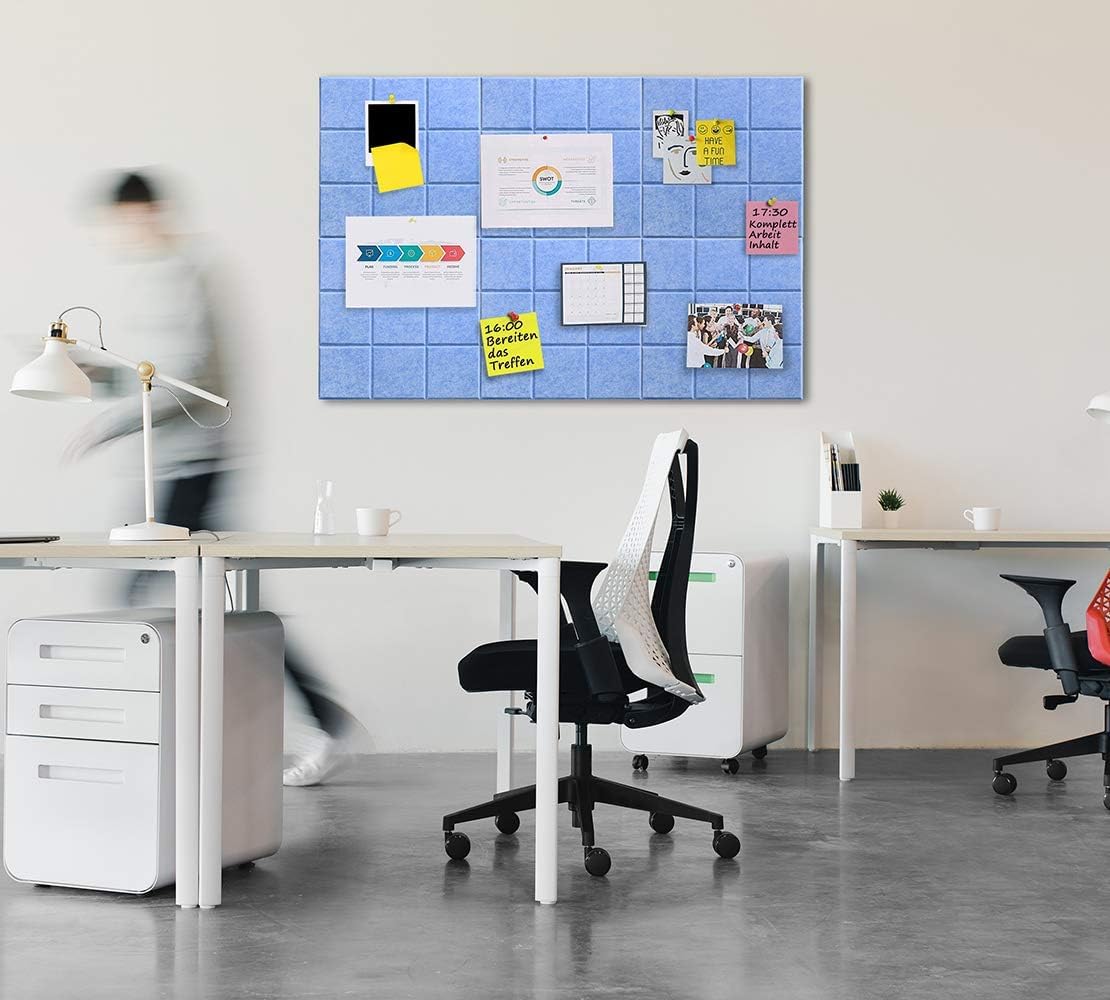 Uoisaiko Large Cork Board Felt Board Tiles for Walls with 30 Push Pins, 11.8"x11.8" Pack of 6 Pin