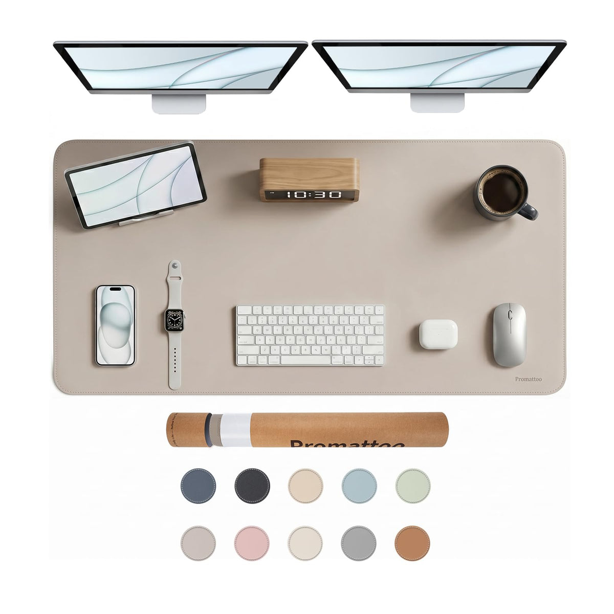 PROMATTOO Large Desk Pad Non-Slip Desk Mat Protector for Keyboard Mouse Waterproof Vegan Leather