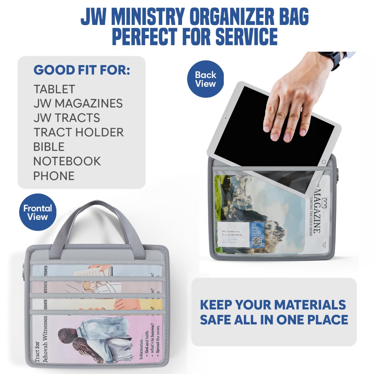 JW Field Service Supplies, JW Gifts, Magazine Tract Holder Bag for Ministry