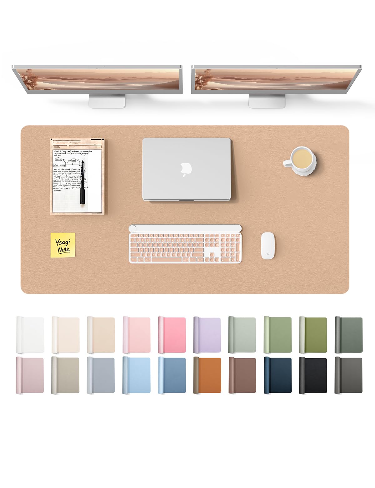 YSAGi Leather Desk Protector, Office Mat, Large Mouse Mat, Non-Slip PU Leather Blotter, Laptop Desk