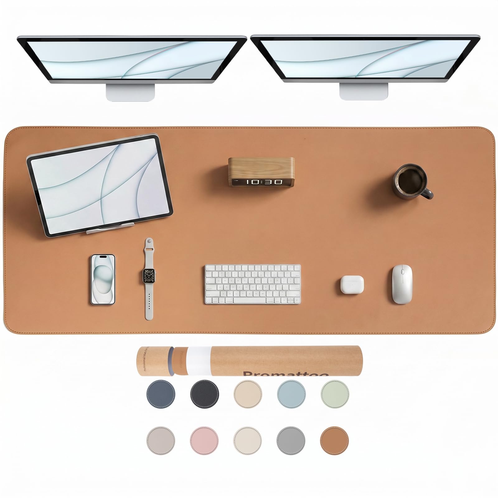 PROMATTOO Large Desk Pad Non-Slip Desk Mat Protector for Keyboard Mouse Waterproof Vegan Leather