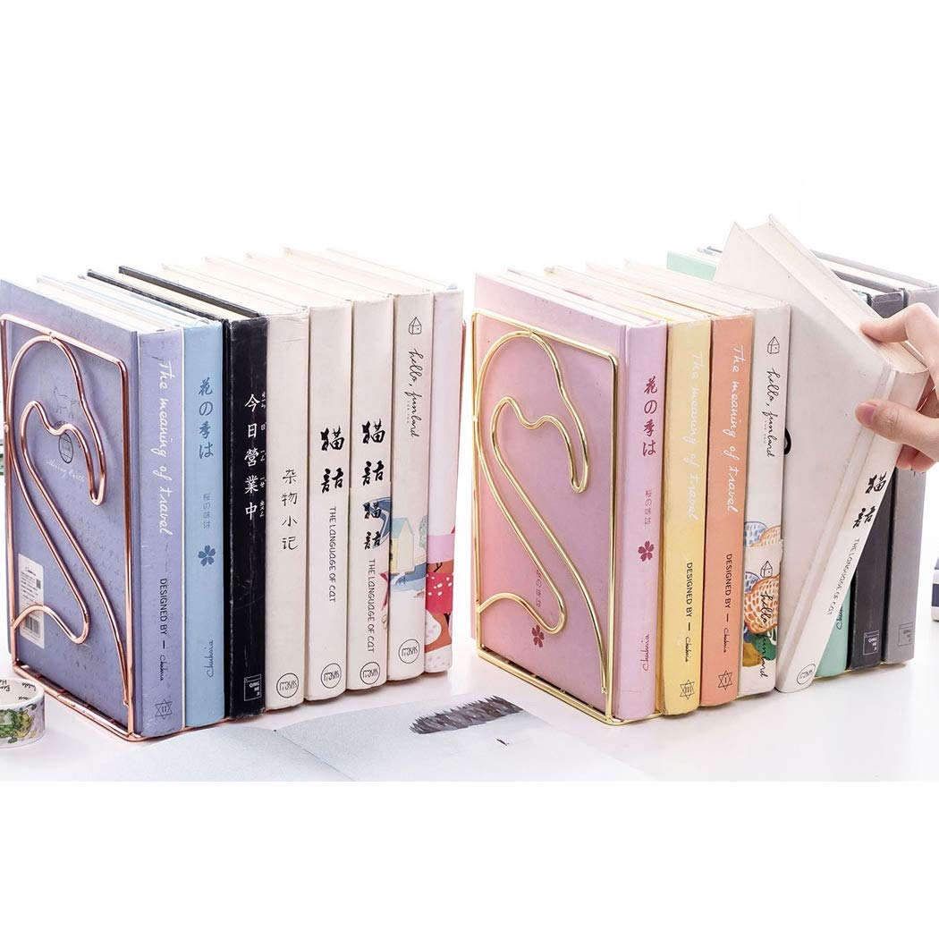 SIPLIV Creative Minimalist Style Bookends Metal Adjustable Books Holder Stand Book Rack Desk