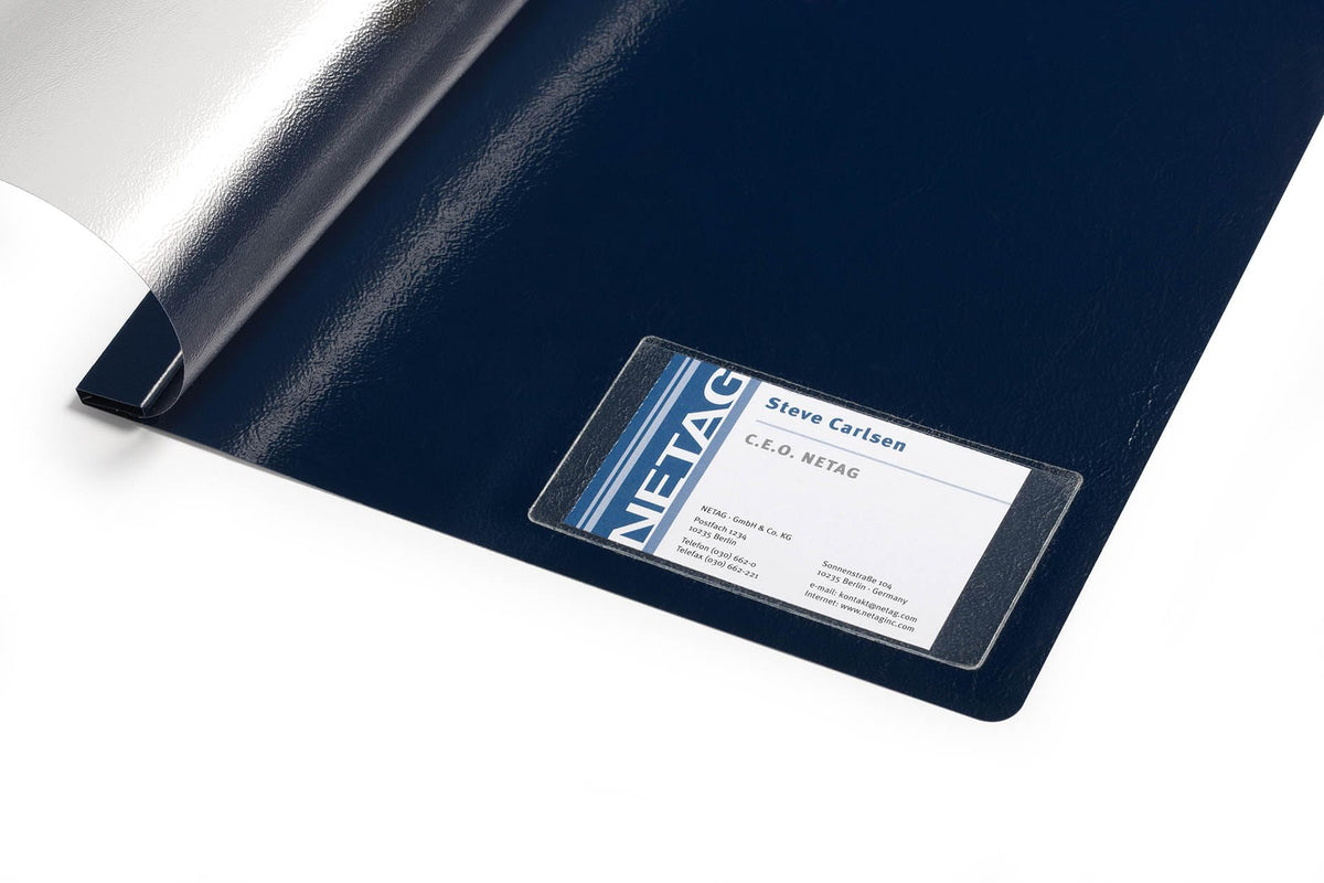 Durable POCKETFIX Self Adhesive Business Card Pockets - German Made Sticky Back Plastic Holder