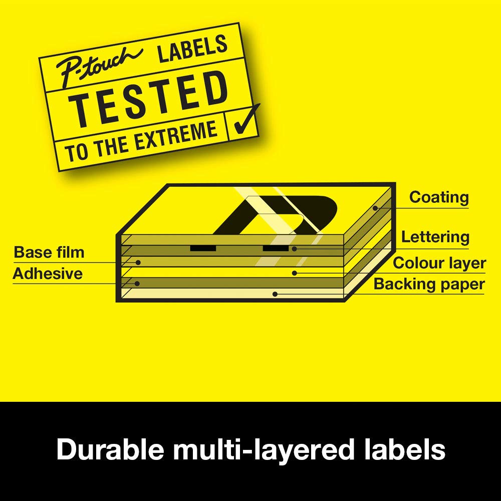 Brother TZe-421 Labelling Tape Cassette, Black on Red, 9 mm (W) x 8 m (L), Laminated, Brother