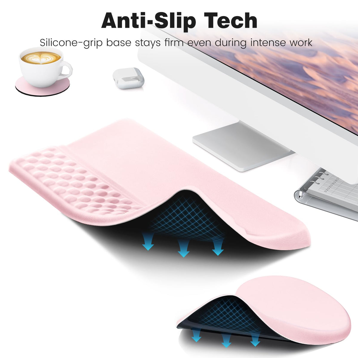 Ospelelf Ergonomic Mouse Pad and Keyboard Stand Wrist Rest Set, Memory Foam Comfort, Pain Relief