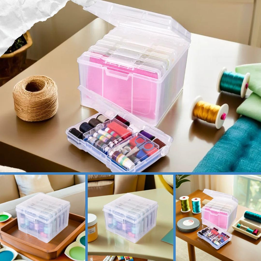 ArtBin 6947ZZ Photo & Craft Organizer Set, Large Box with [5] Plastic Storage Cases Inside, Clear