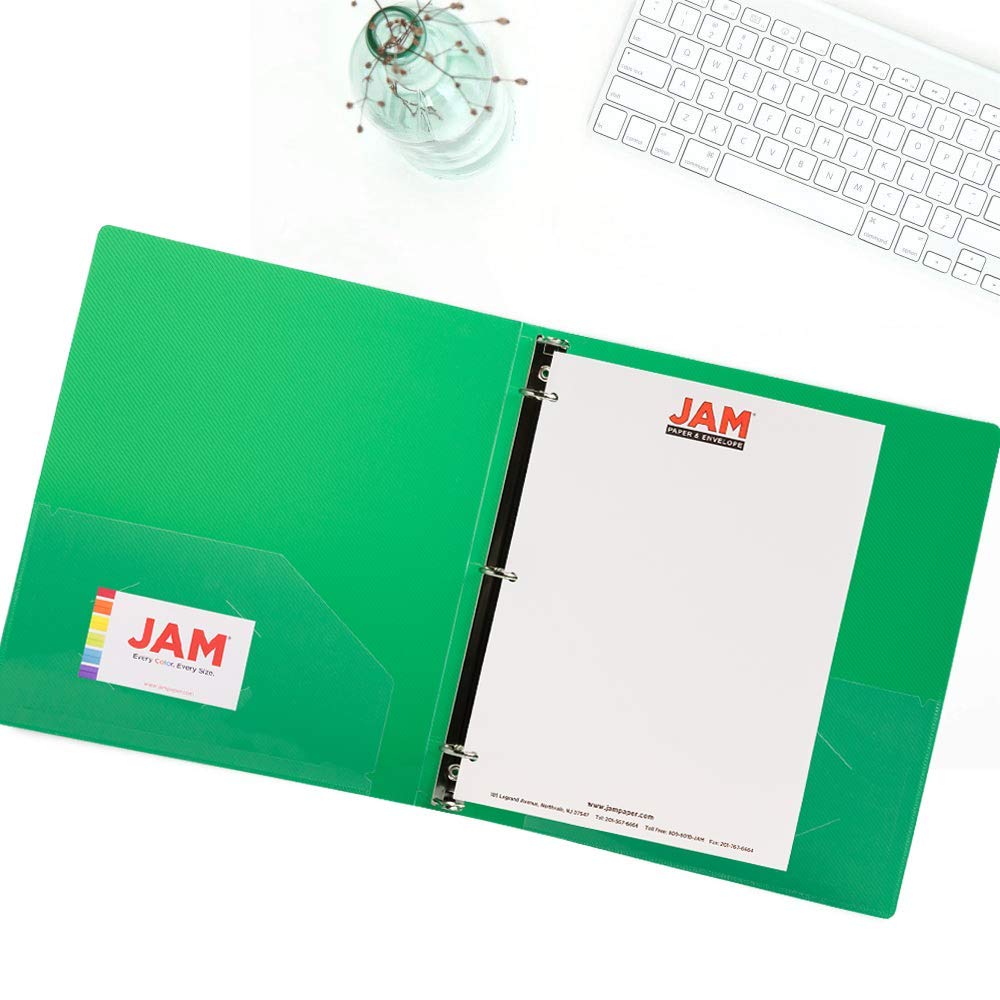 JAM PAPER Plastic 1 inch Binders - Assorted 3 Ring Binders (Red, Blue, Green & Orange) - 4/Pack