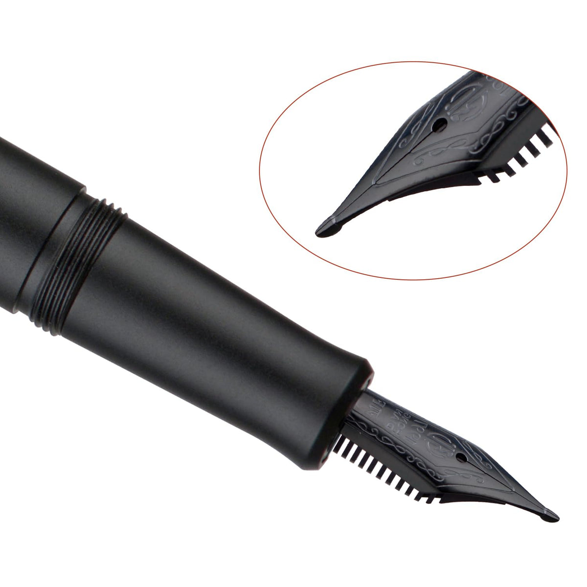 HONG DIAN M2 Black Forest Mini Fountain Pen, Long Blade Nib & Sleek Shape Aluminium Short Pocket