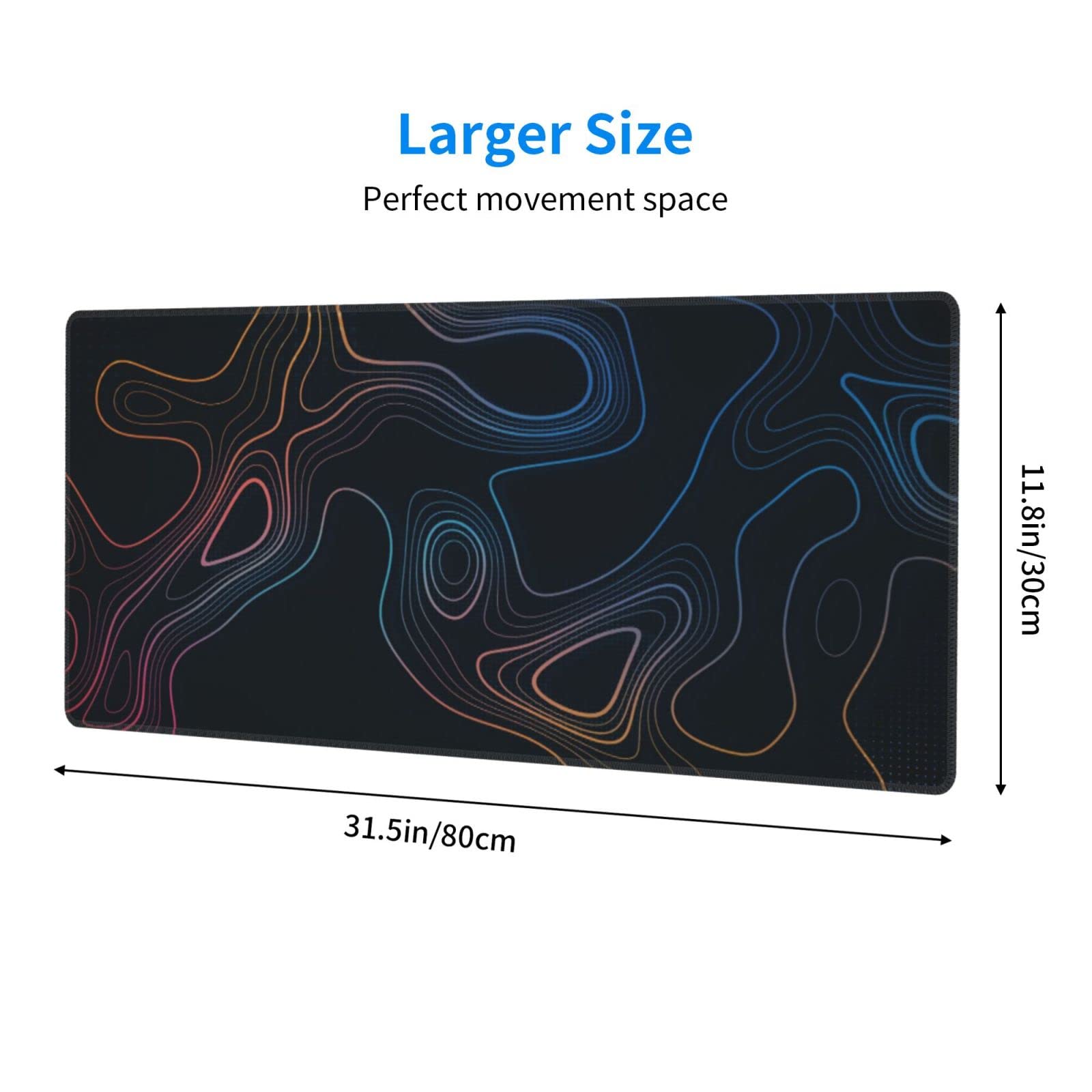 Topographic Contour Map XL Mouse Pad 31.5 x 11.8 Inch Gaming Mousepad Extended Large Mousepad with
