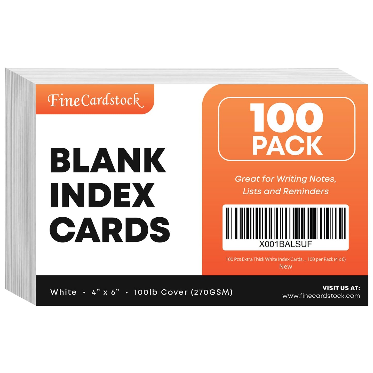 100 Pcs Extra Thick White Index Cards – Blank Heavyweight 14pt (0.014”) 100lb Cover Cardstock
