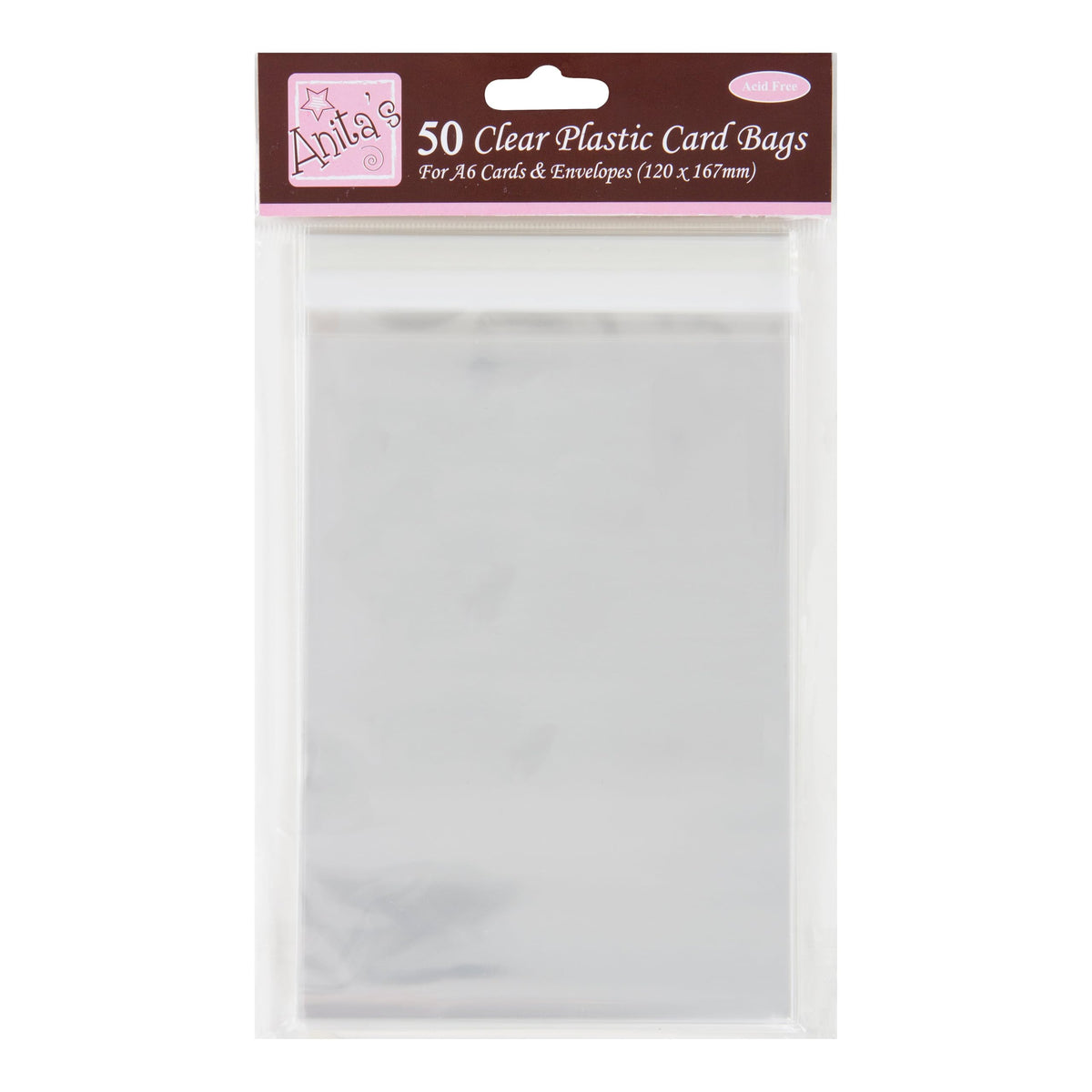 Anita's A6 Clear Plastic Cellophane Bags (50pk) - 120 x 167mm (25mm Lip)