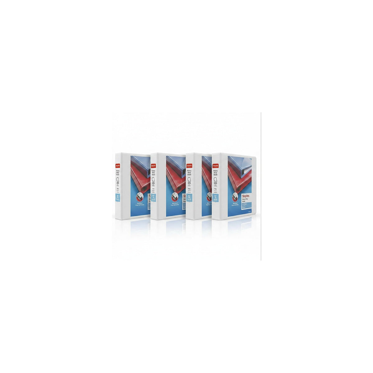Staples Heavy Duty 1 1/2" 3-Ring View Binder, D-Ring, White, 4/Pack