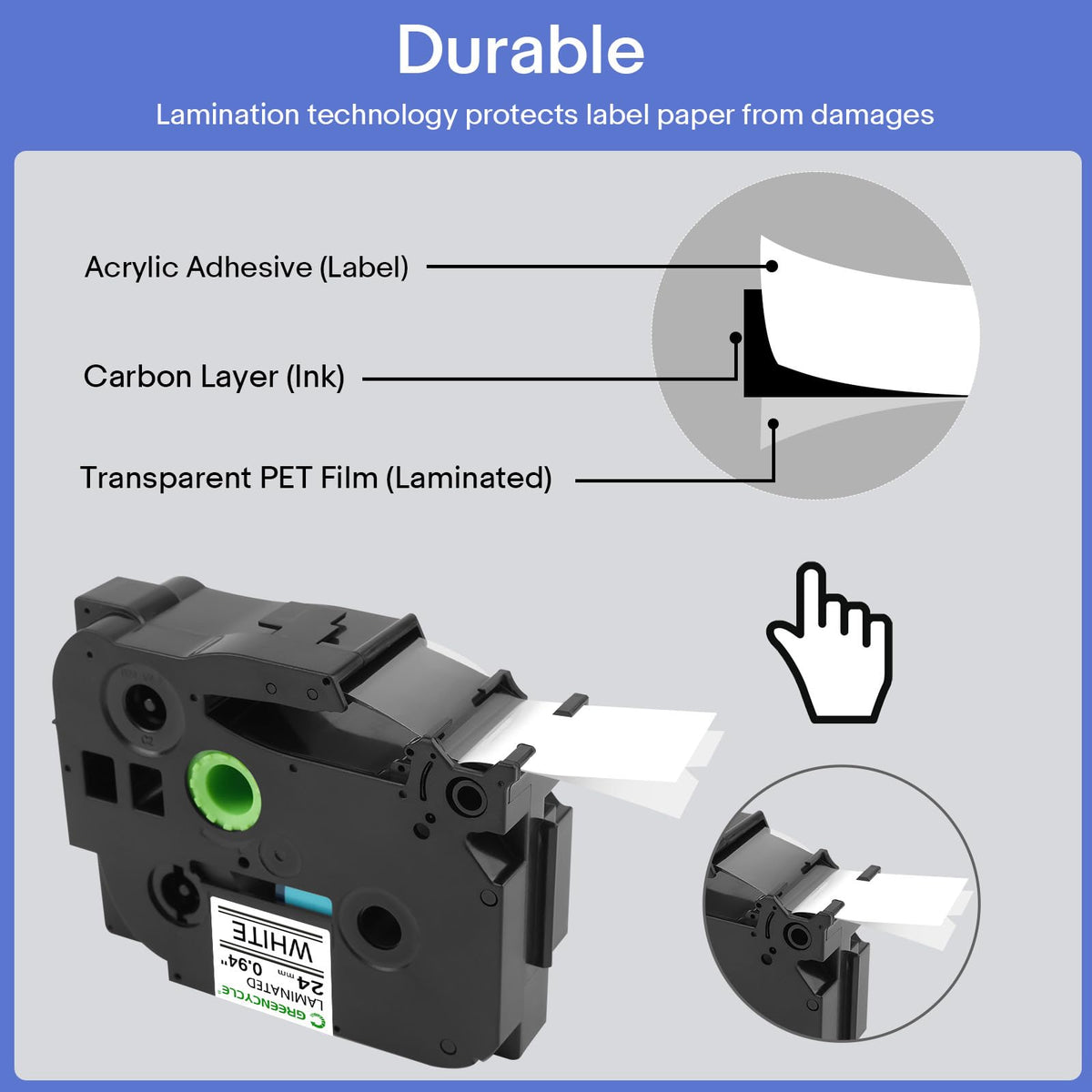 GREENCYCLE TZe-251 24mm Label Tape Compatible for Brother P-Touch TZe251 Label Maker Tape 24mm 0.94