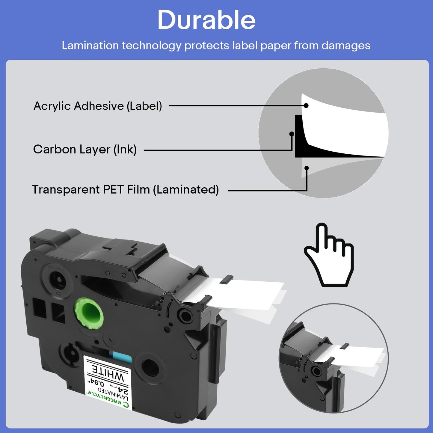 GREENCYCLE TZe-251 24mm Label Tape Compatible for Brother P-Touch TZe251 Label Maker Tape 24mm 0.94