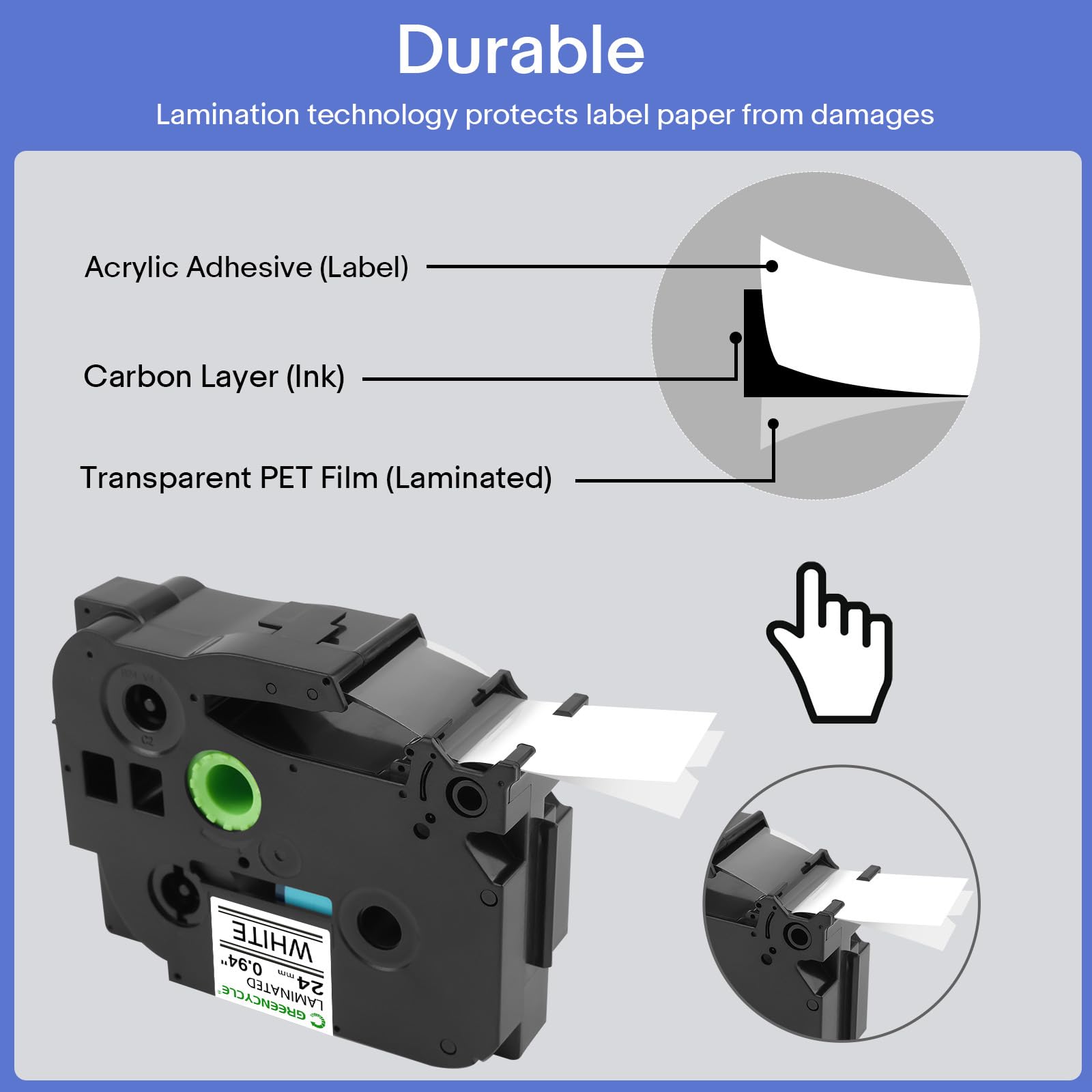 GREENCYCLE TZe-251 24mm Label Tape Compatible for Brother P-Touch TZe251 Label Maker Tape 24mm 0.94
