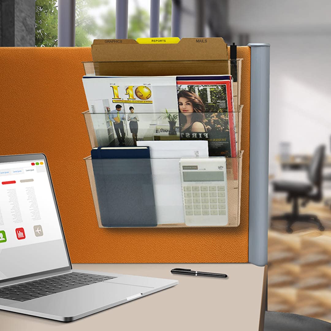 Acrimet Wall Mount Hanging File Organizer Holder Modular, 3 units, Clear