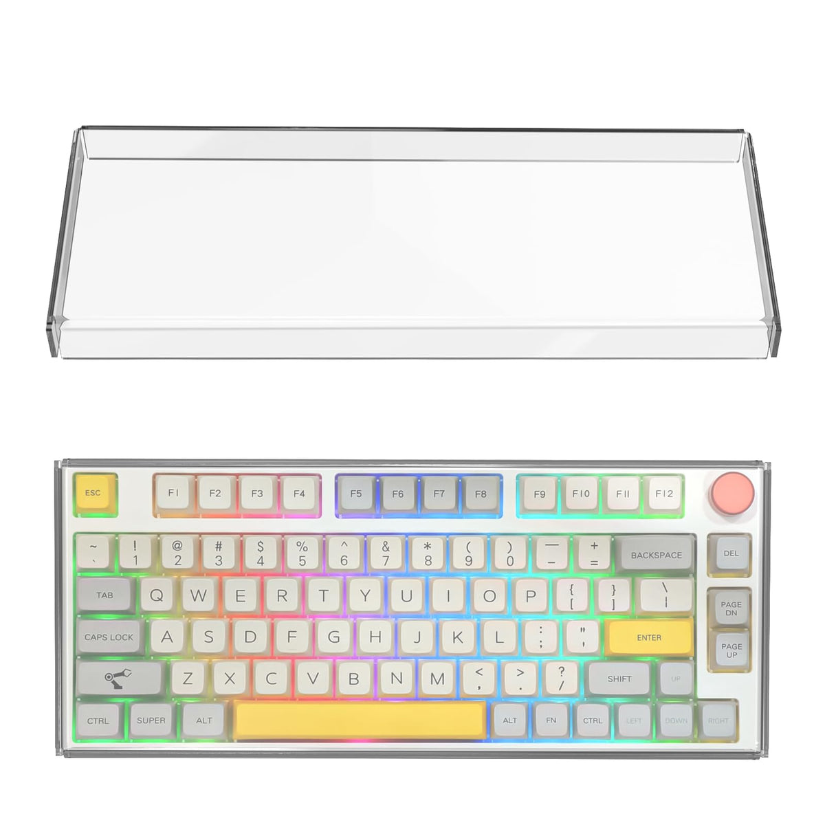 Geekria Clear Acrylic Keypads Cover for 75% Knob Keyboard, Compatible with Keychron Q1 HE/Max/Pro