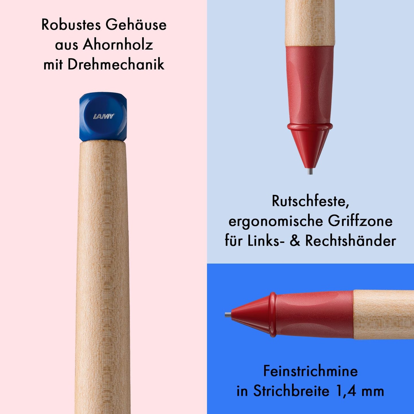 LAMY abc blue - child-friendly Mechanical Pencil for writing beginners with ergonomic grip & robust