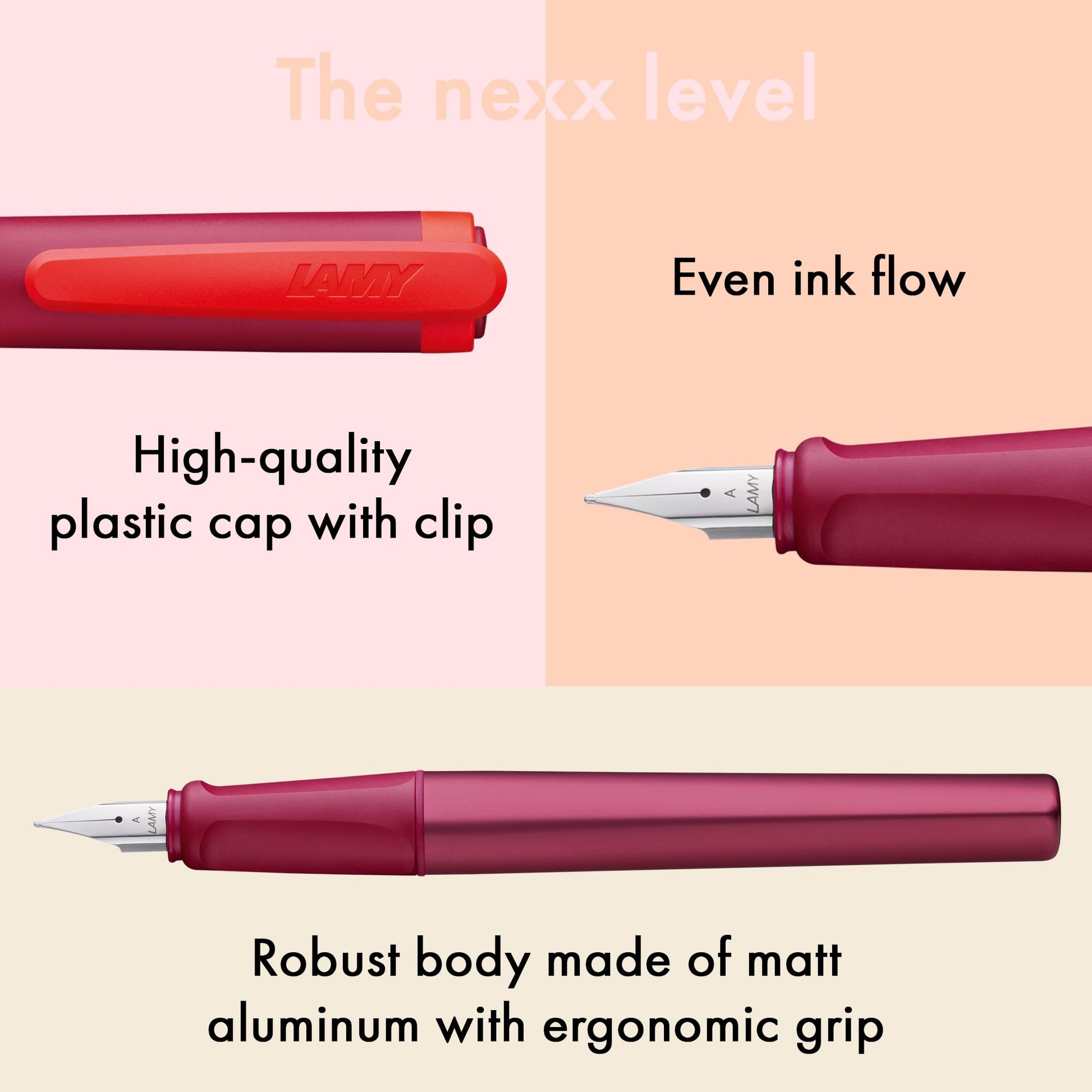 LAMY nexx multired – Fountain Pen with slip-proof grip & polished steel nib in size A - triangular