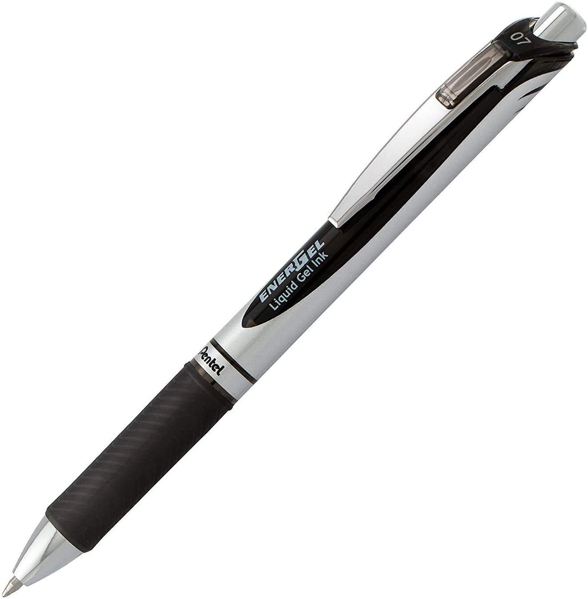Pentel Energel 0.7 mm RTX Retractable Black Ink Pens - Medium Point, Metal Tip Pack of 10