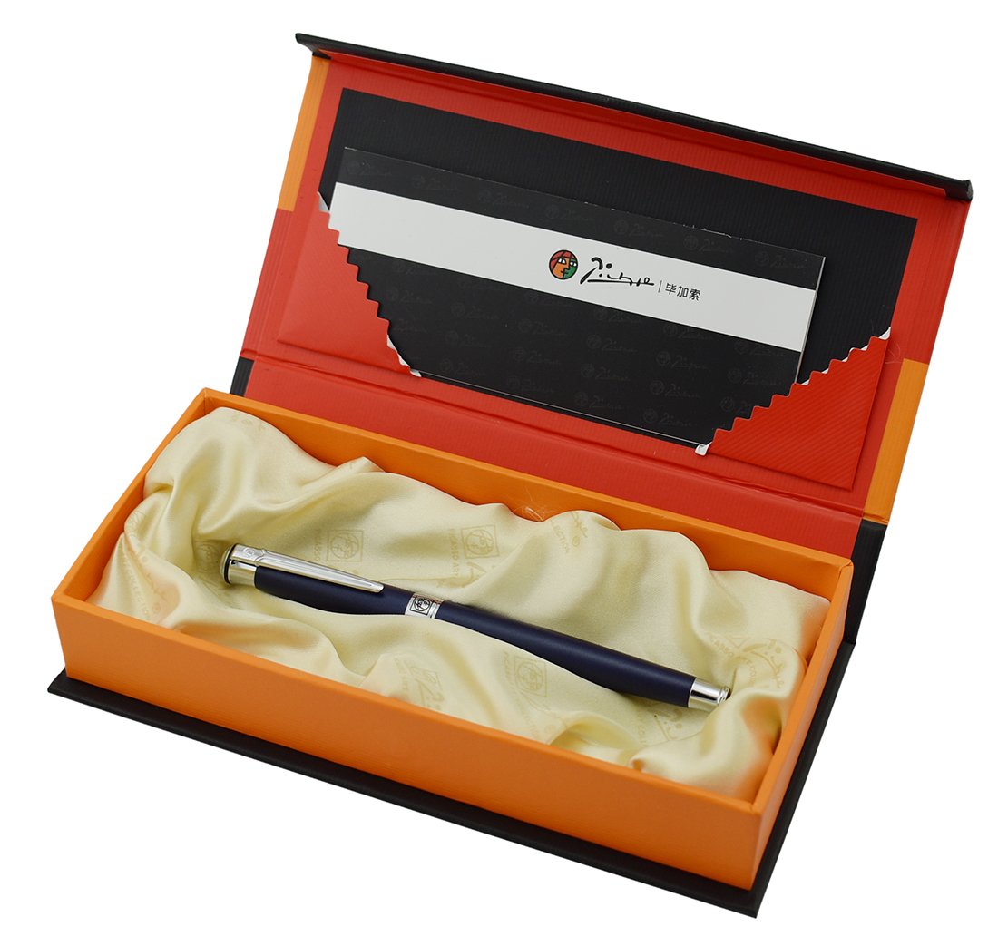 Lanxivi Picasso 903 Fountain Pen Matte Blue Purple Fine Nib Sweden Flower King on Top with Pen Box
