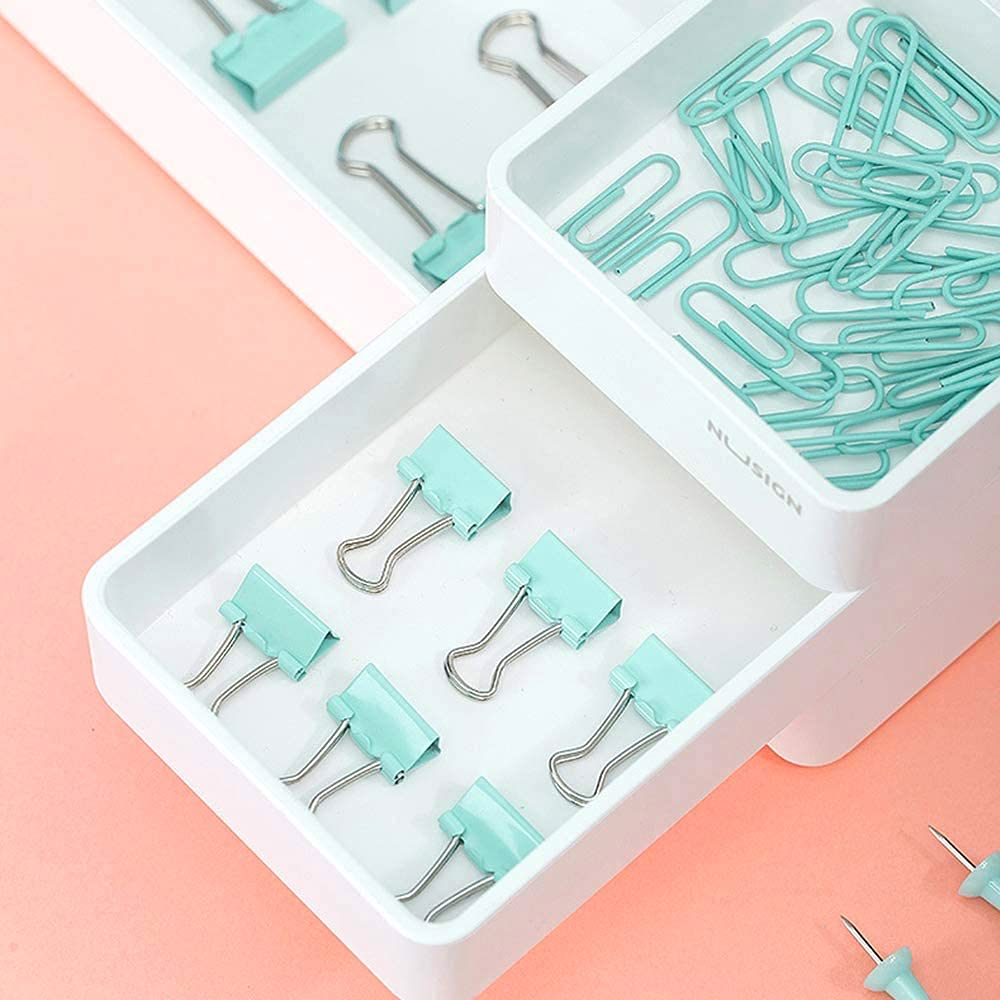 Creechwa Paper Clips Binder Push Pin Set, Assorted Sized Binder Clips
