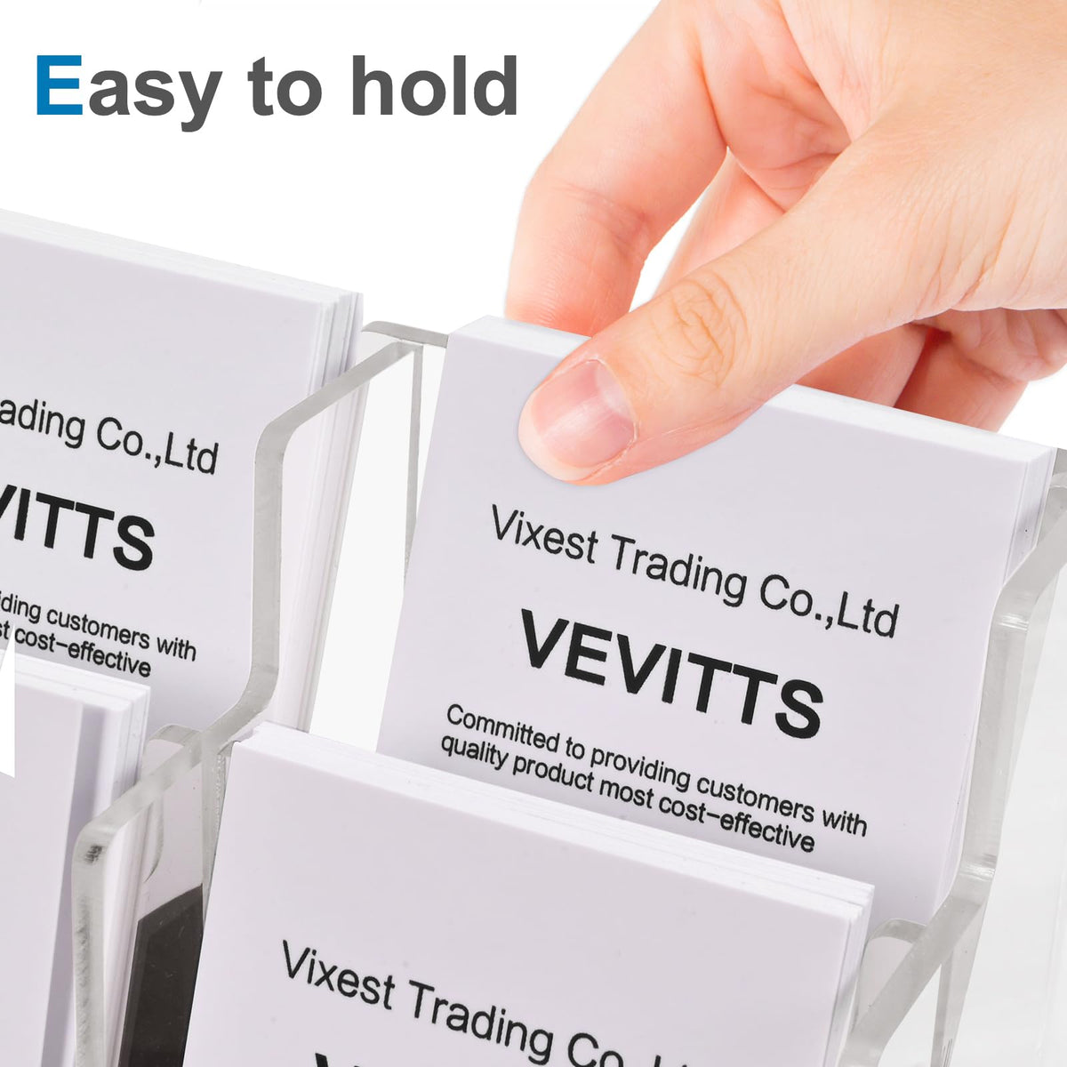 Vevitts Vertical Business Card Holder, Acrylic Business Card Display, Clear Desktop Business Card