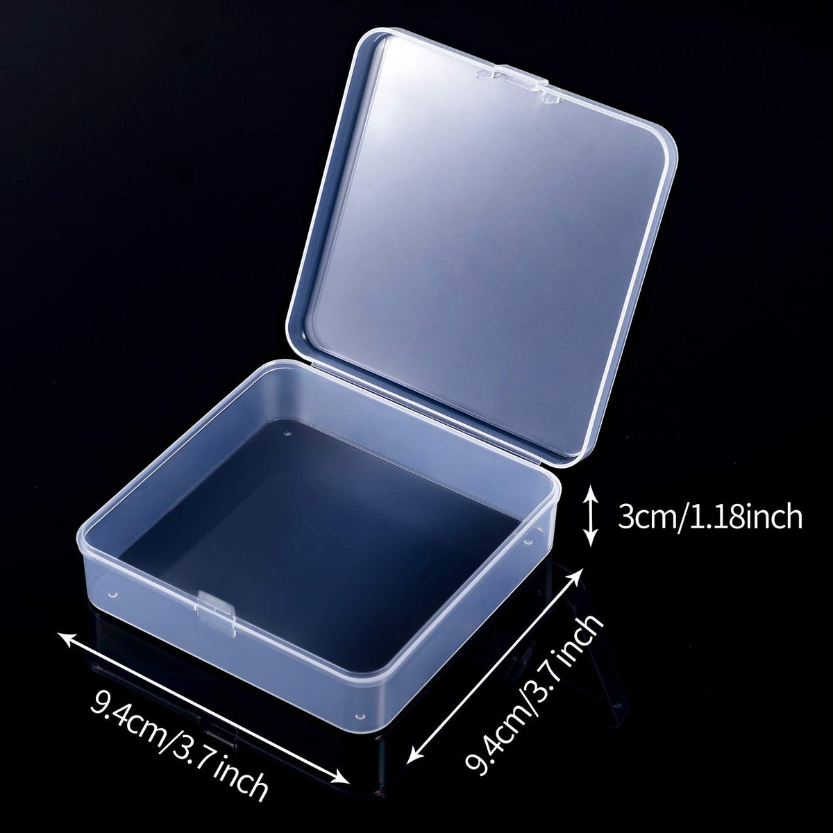 Jetec 18 Pieces Small Clear Plastic Storage Box, 3.7 x 3.7 x 1.2 Inch