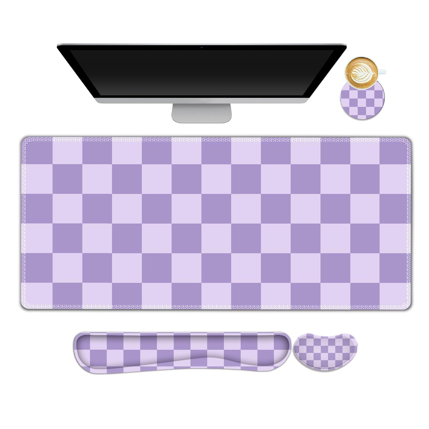 NXZGO Large Gaming Mouse Pad Set, 4 in1 Ergonomics Keyboard Desk Mat with Memory Foam Wrist Rest