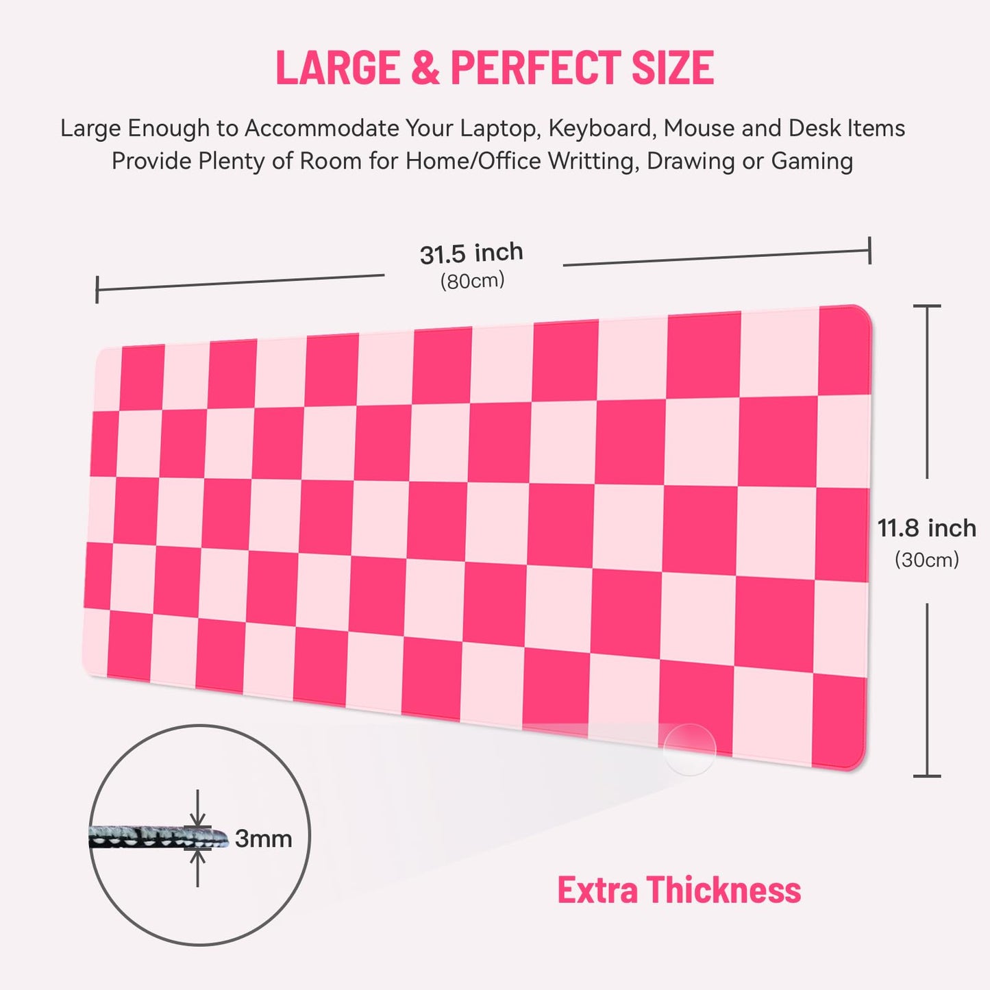 Stanoha Cute Desk Mat for Keyboard Desktop Extra Large Mouse Pad, Plaid