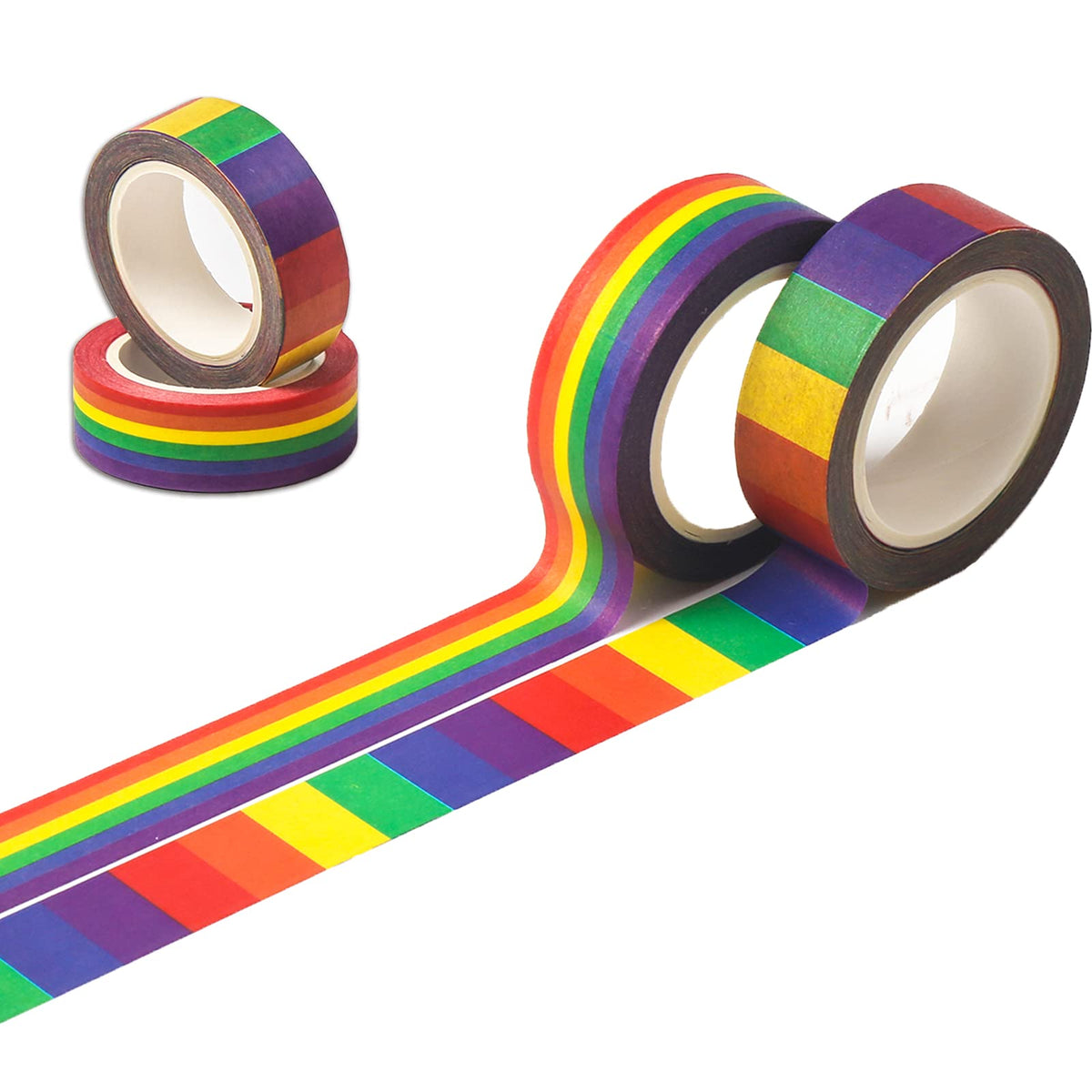 DERAYEE Rainbow Color Washi Tape, Masking Decorative Tapes for DIY Scrapbook, Planner, Arts &