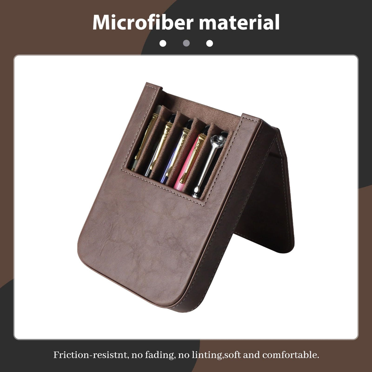 MIVLXLX 6 Slot Fountain Pen Case, Handmade Magnetic,Christmas Gift (gray)