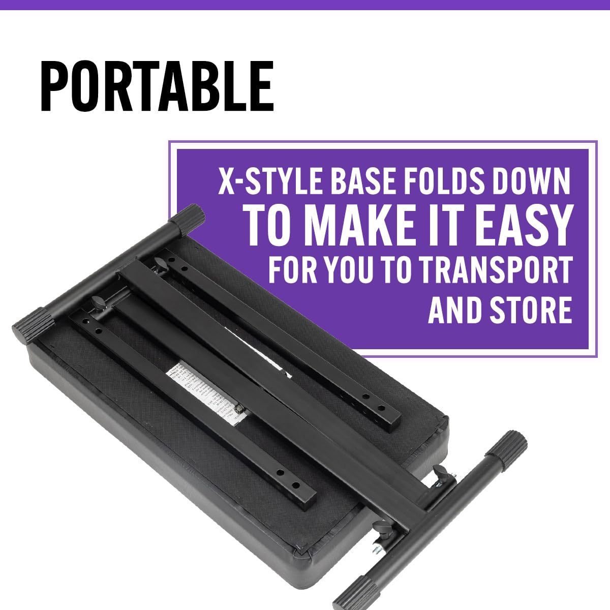 OnStage KT7800+ Deluxe X-Style Keyboard Bench (Portable, Folding, Seating for Keyboards, Synths